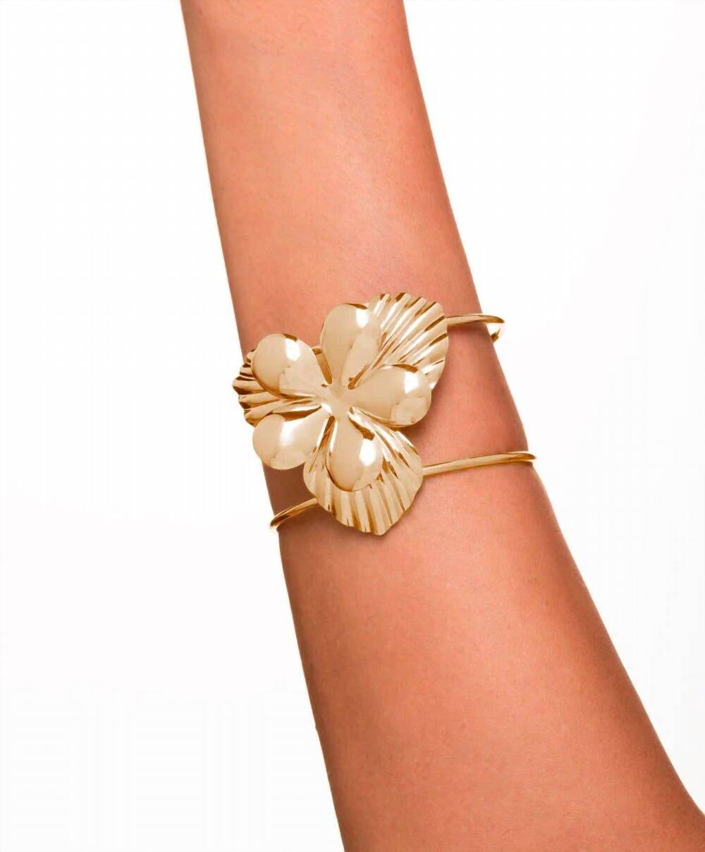 NEW SHEILA FAJL women's coastal bloom cuff bracelet in shiny gold